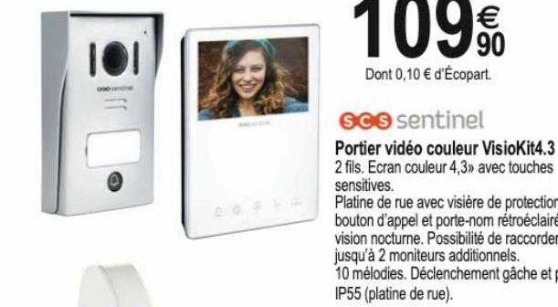 portier vidéo couleur visiokit 4.3 scs sentinel