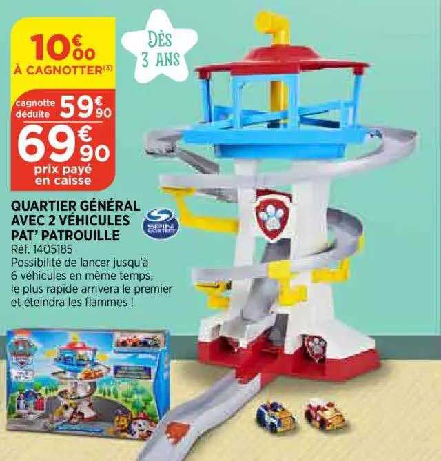 quartier général avec 2 véhicules pat'patrouille spin master