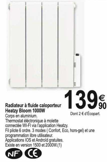 Radiateur à Fluide Caloporteur Heatzy Bloom 1000w