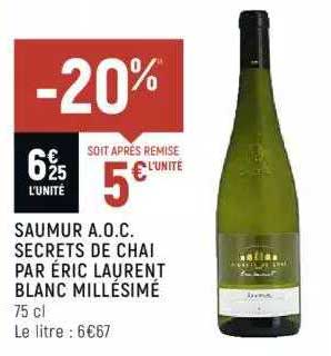 saumur a.o.c. secrets de chai par éric laurent blanc millésimé