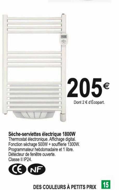 sèche-serviettes électrique 1800w