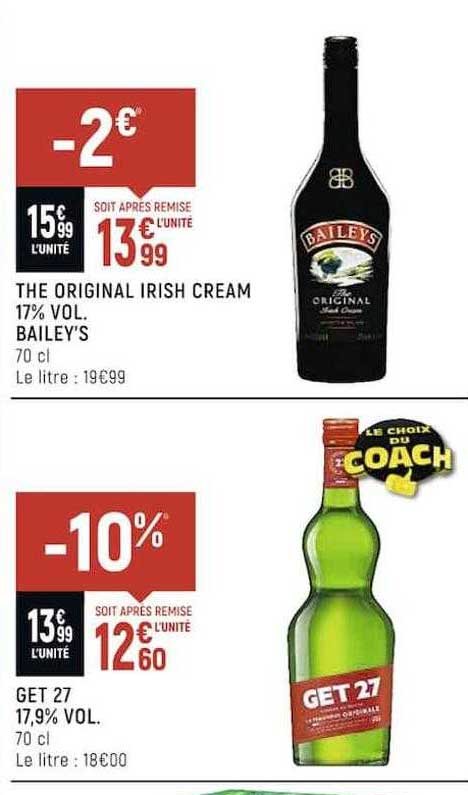 the original irish cream 17% vol. bailey's, get 27 17,9% vol.