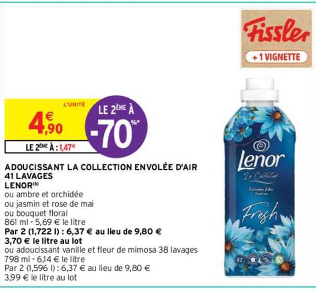 adoucissant la collection envolée d'air 41 lavages lenor