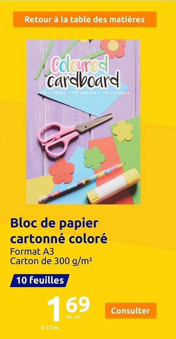 bloc de papier cartonné coloré
