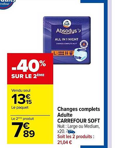 changes complets adulte carrefour soft