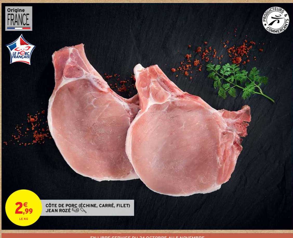 côte de porc (échine, carré, filet) jean rozé