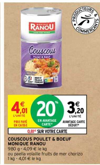 couscous poulet & bœuf monique ranou