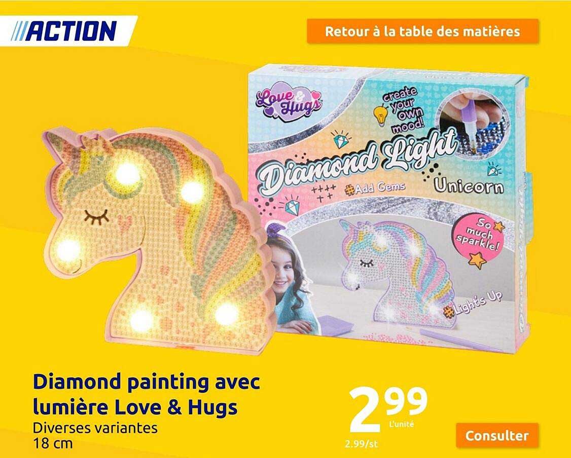 diamond painting avec lumière love & hugs