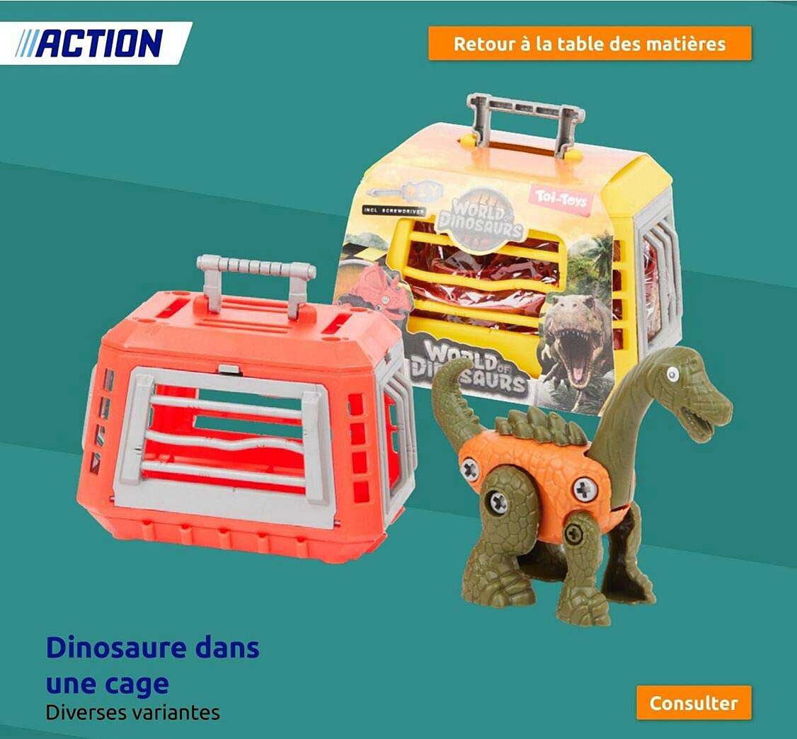 dinosaure dans une cage