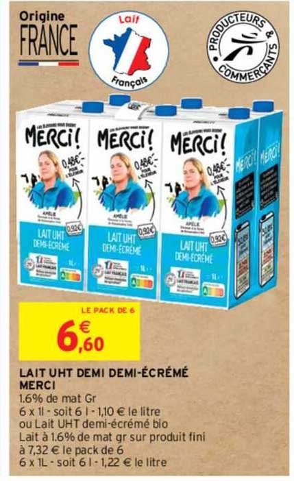 lait uht demi demi-écrémé merci
