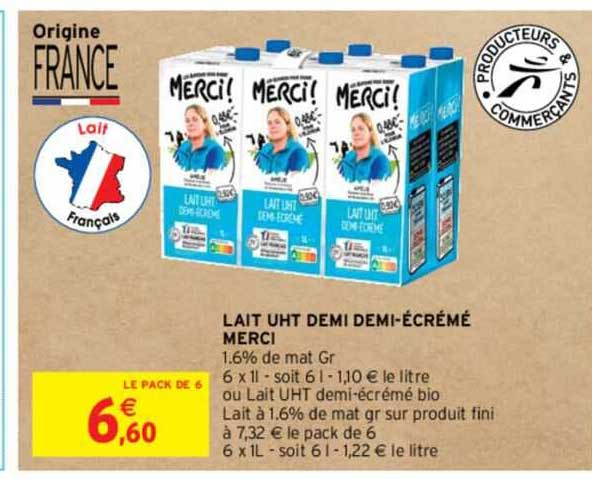 lait uht demi-écrémé merci