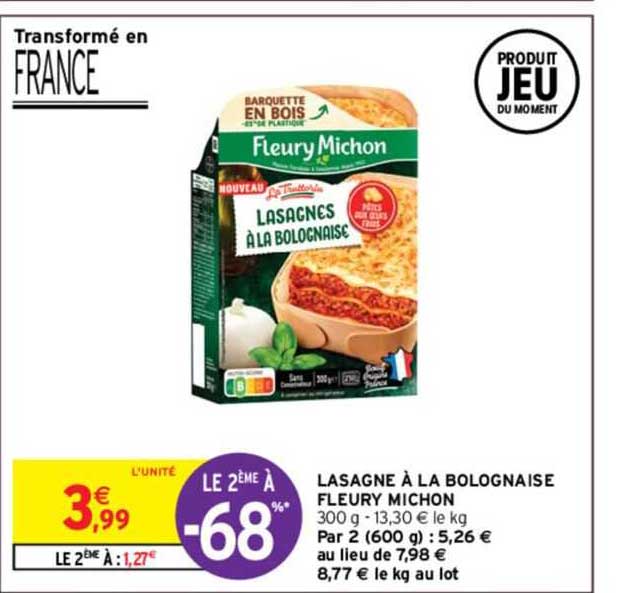 lasagne à la bolognaise fleury michon