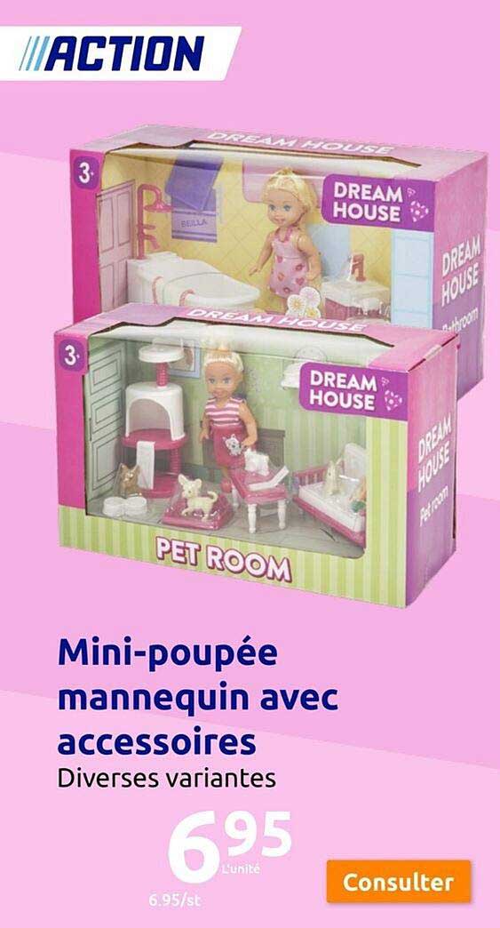 mini-poupée mannequin avec accessoires