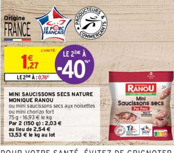 mini saucissons secs nature monique ranou