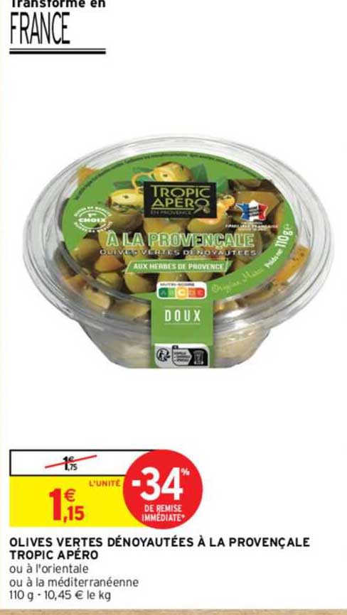Olives Vertes Dénoyautées à La Provençale Tropic Apéro