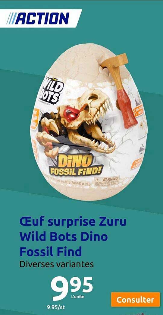 œuf surprise zuru wild bots dino fossil find