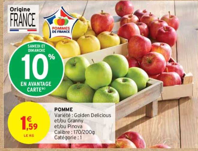 pomme golden delicious et/ou granny et/ou pinova