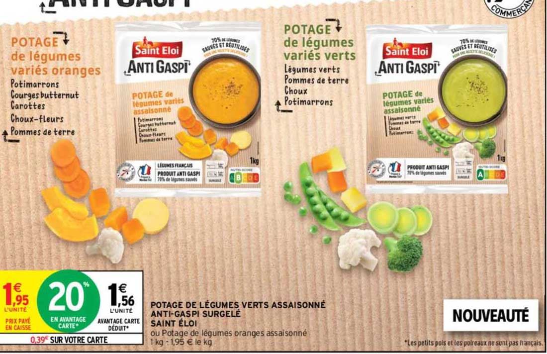 potage de légumes verts assaisonné anti-gaspi surgelé saint éloi