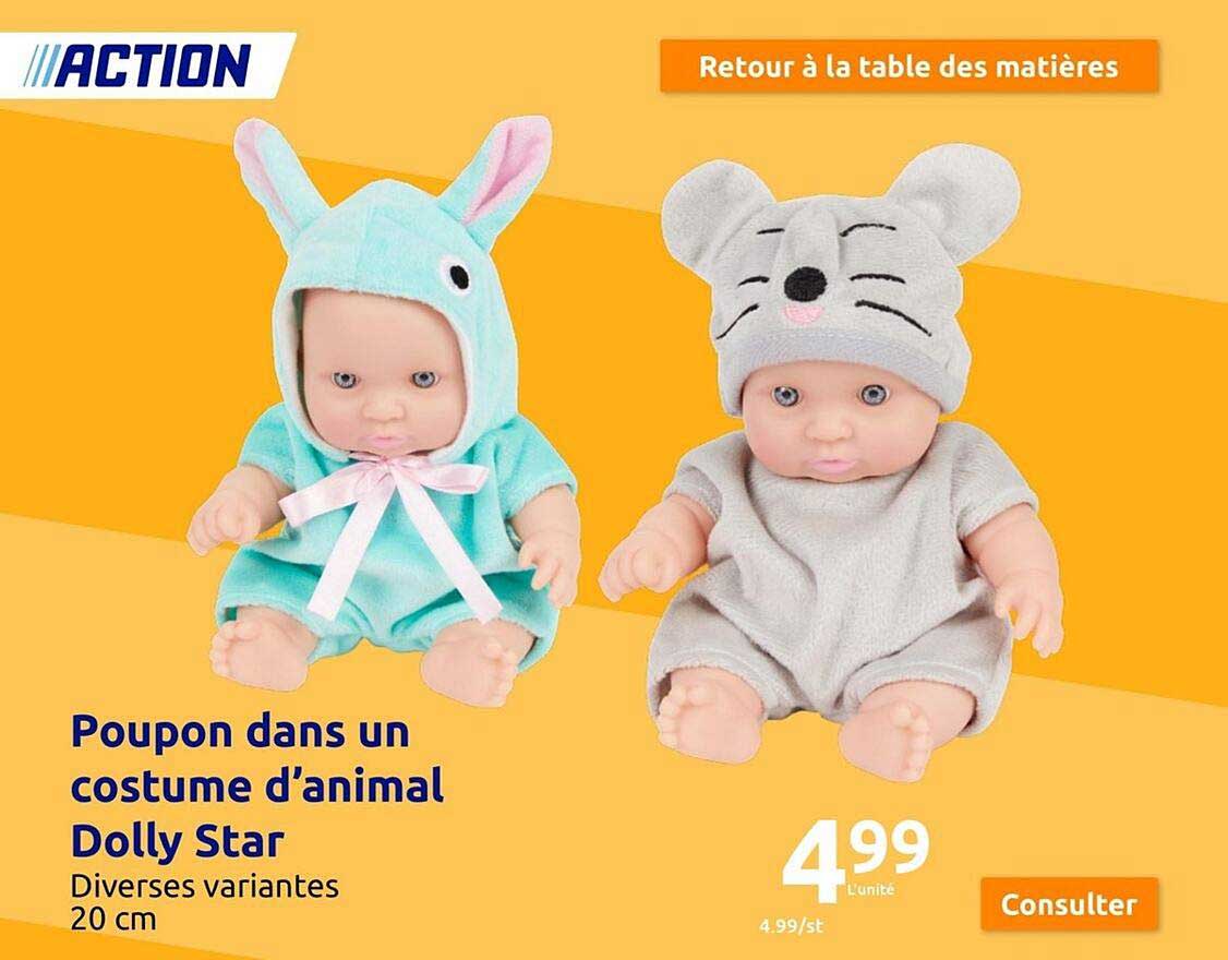 poupon dans un costume d'animal dolly star