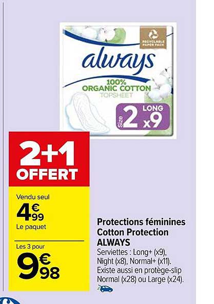 protections féminines cotton protection always