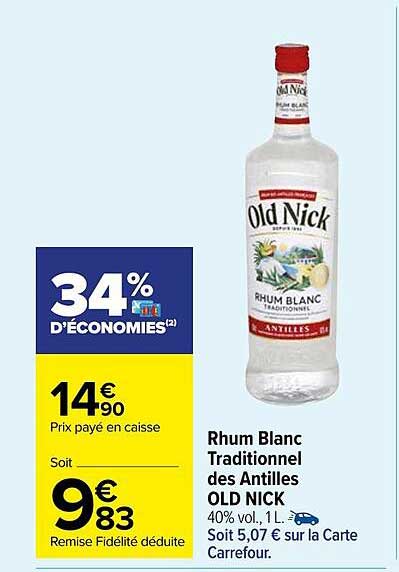 rhum blanc traditionnel des antilles old nick