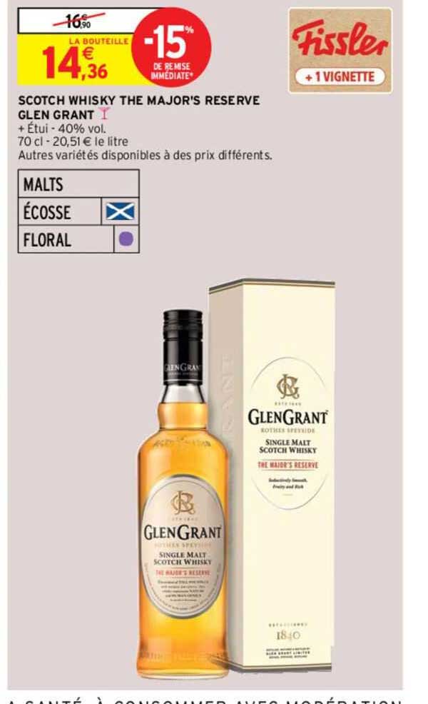 scotch whisky the major's réserve glen grant