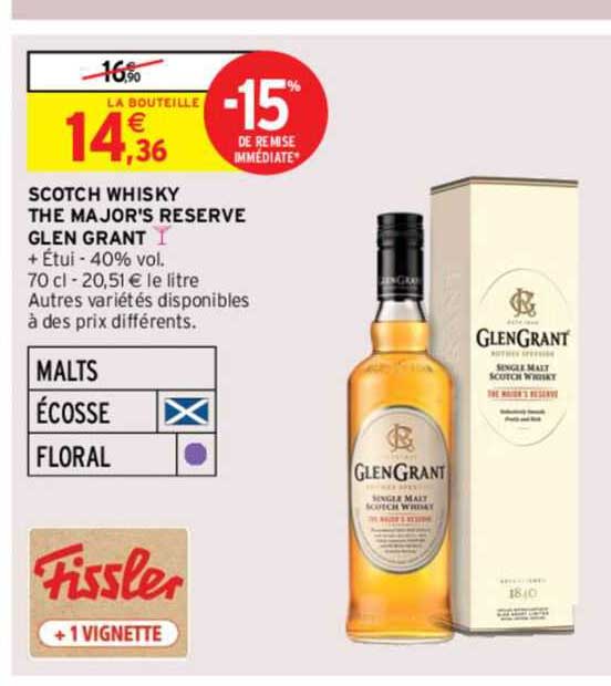 scotch whisky the major's réserve glen grant