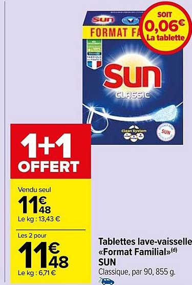 tablettes lave-vaisselle «format familial» sun