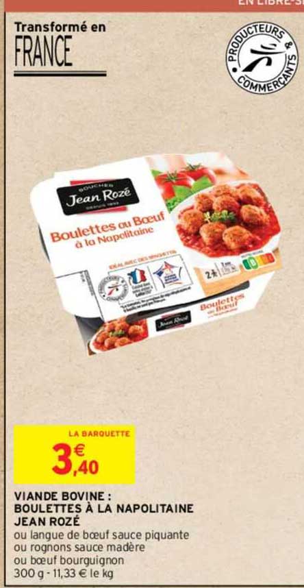 viande bovine : boulettes à la napolitaine jean rozé