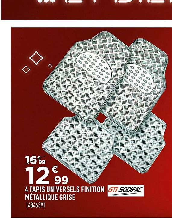 4 tapis universels finition métallique grise