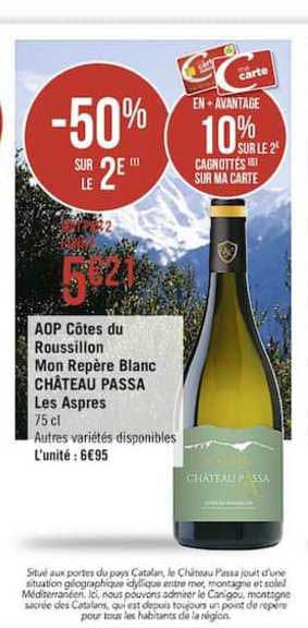 Aop  Côtes Du Roussillon Mon Repère Blanc Château Passa Les Aspres
