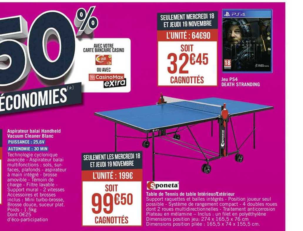 aspirateur balai handheld vacuum cleaner blanc, table de tennis de table intérieur-extérieur