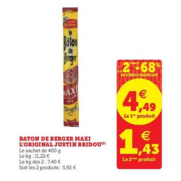 bâton de berger maxi l'original justin bridou