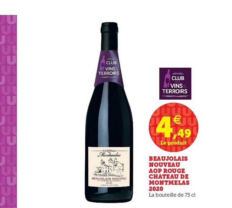 beaujolais nouveau aop rouge chateau de montmelas 2020