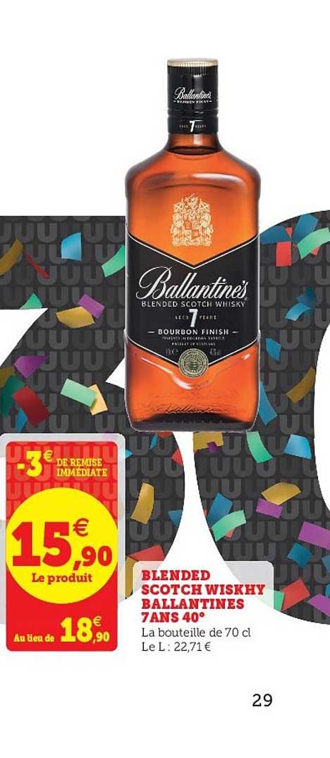 blended scotch whisky ballantines 7 ans 40°