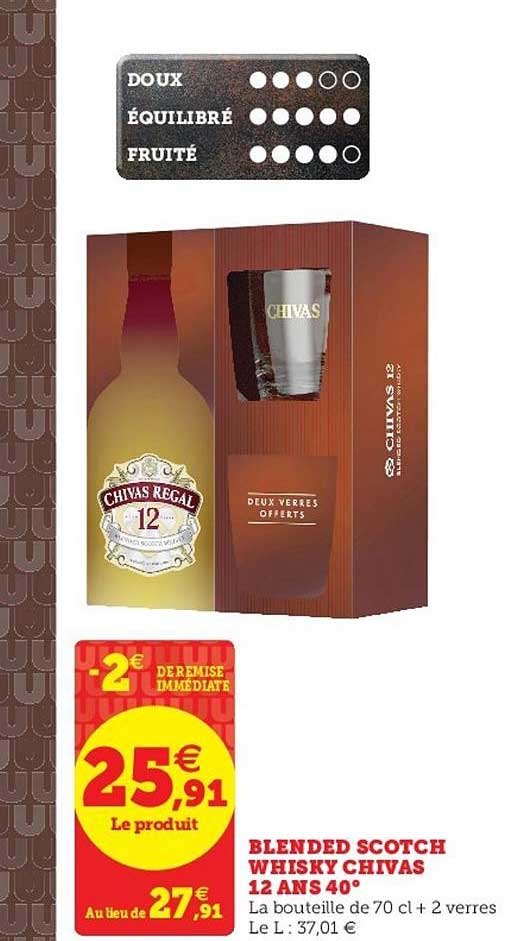 blended scotch whisky chivas 12 ans 40°