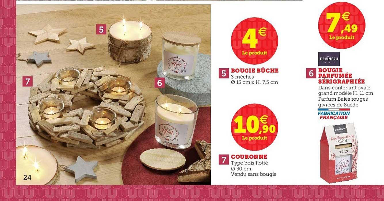 Bougie Bûche, Couronne, Bougie Parfumée