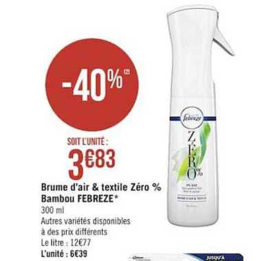 brume d'air  & textile zéro % bambou febreze