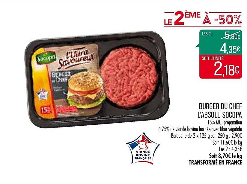 burger du chef l'absolu socopa le 2ème à -50%