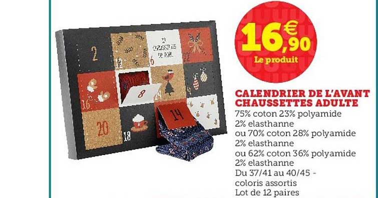 calendrier de l'avent chaussettes adulte