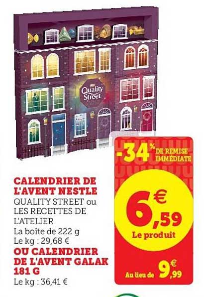 calendrier de l'avent nestlé ou calendrier de l'avent galak 181 g