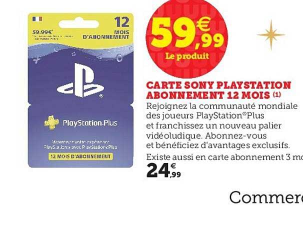 Carte Sony Playstation Abonnement 12 Mois