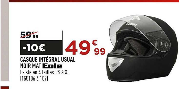 casque intégral usual noir mat eole
