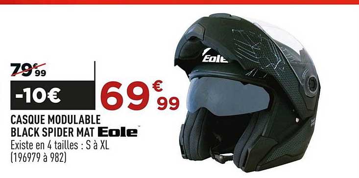 casque modulable black spider mat eole