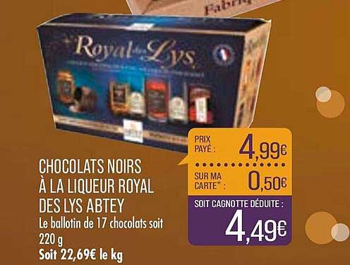chocolats noirs à la liqueur royal des lys abtey