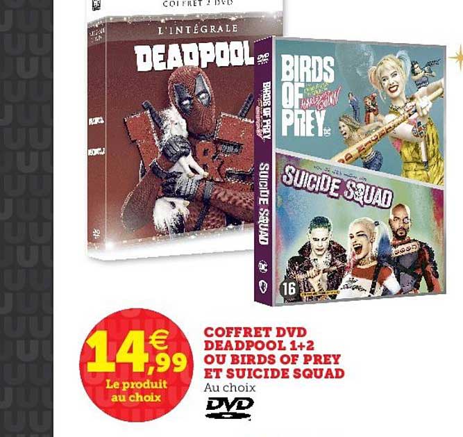 coffret dvd deadpool 1+2 ou birds of prey et suicide squad