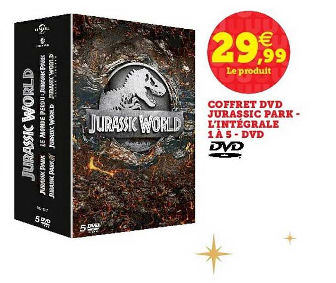coffret dvd jurassic park - l'intégrale 1 à 5 - dvd