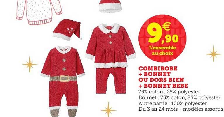 combirobe + bonnet ou dors bien + bonnet bebe