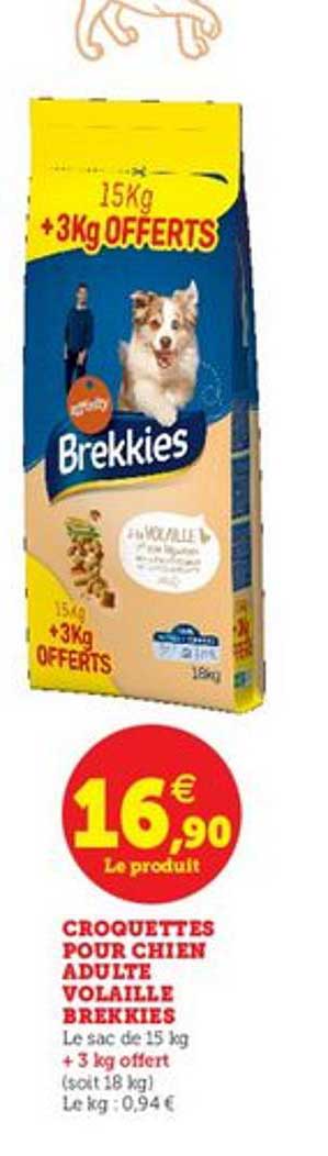 Croquettes Pour Chien Adulte Volaille Brekkies