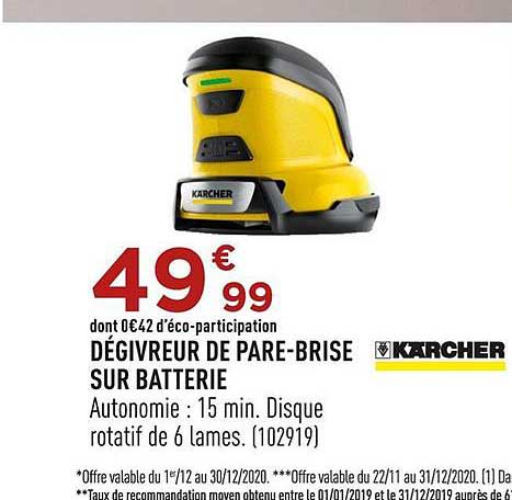 dégivreur de pare brise sur batterie kärcher